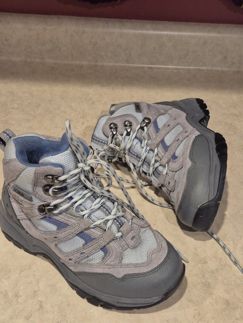 L.L.Bean Unisex Kids Blue And Gray Ankle Hiking Boots Size 2